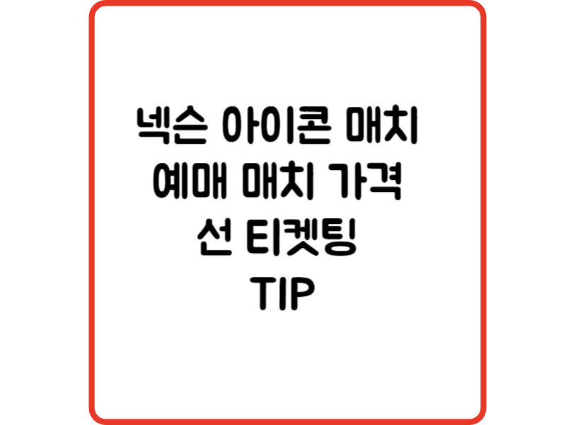 넥슨 아이콘 매치 예매 매치 가격 선 티켓팅 TIP