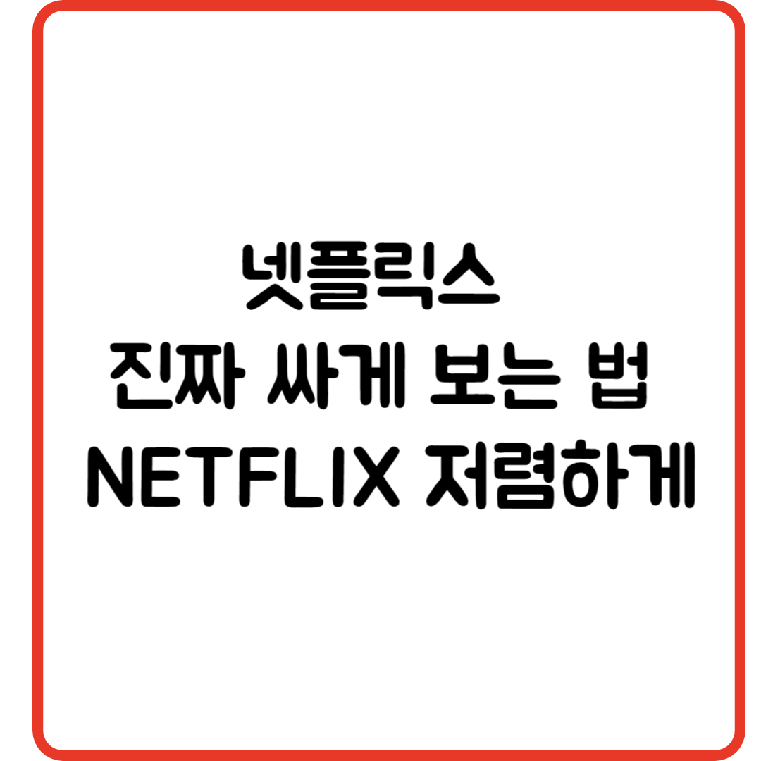 넷플릭스 진짜 싸게 보는 법 NETFLIX 저렴하게