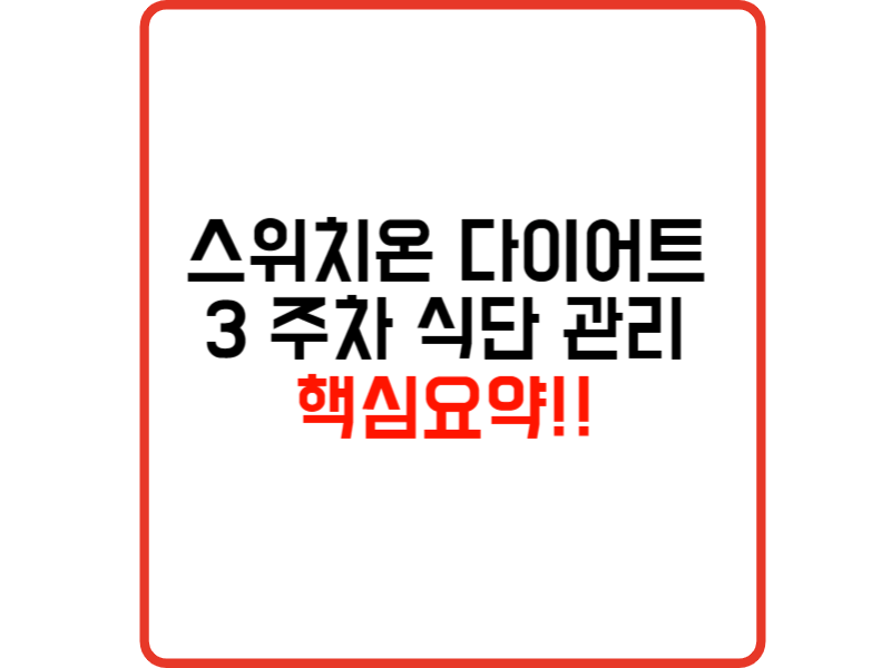 스위치온 다이어트 3주차 목표 식단 완벽하고 체계적인 핵심요약