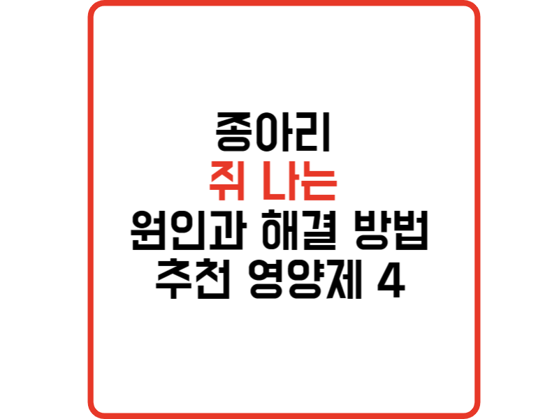 종아리에 쥐가 나는 원인과 해결 방법 영양제 4 추천