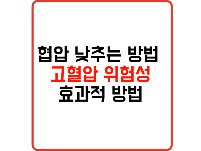 협압 낮추는 방법 고혈압 위험성과 효과적 방법